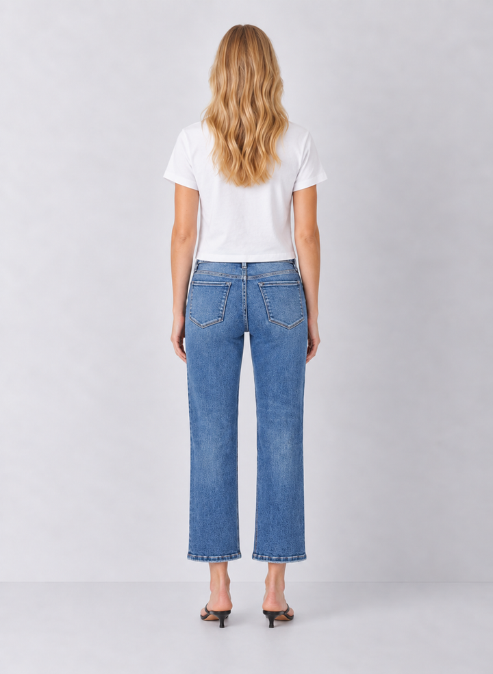 Melissa Mid Rise Crop Straight Jean