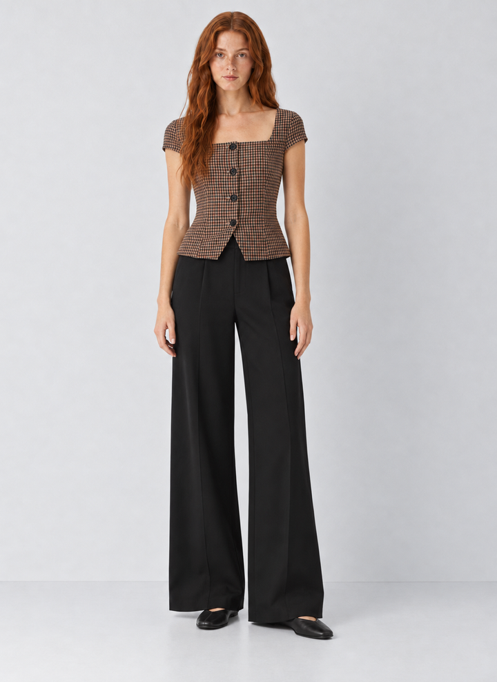 French Connection Diana Textured Gingham Top