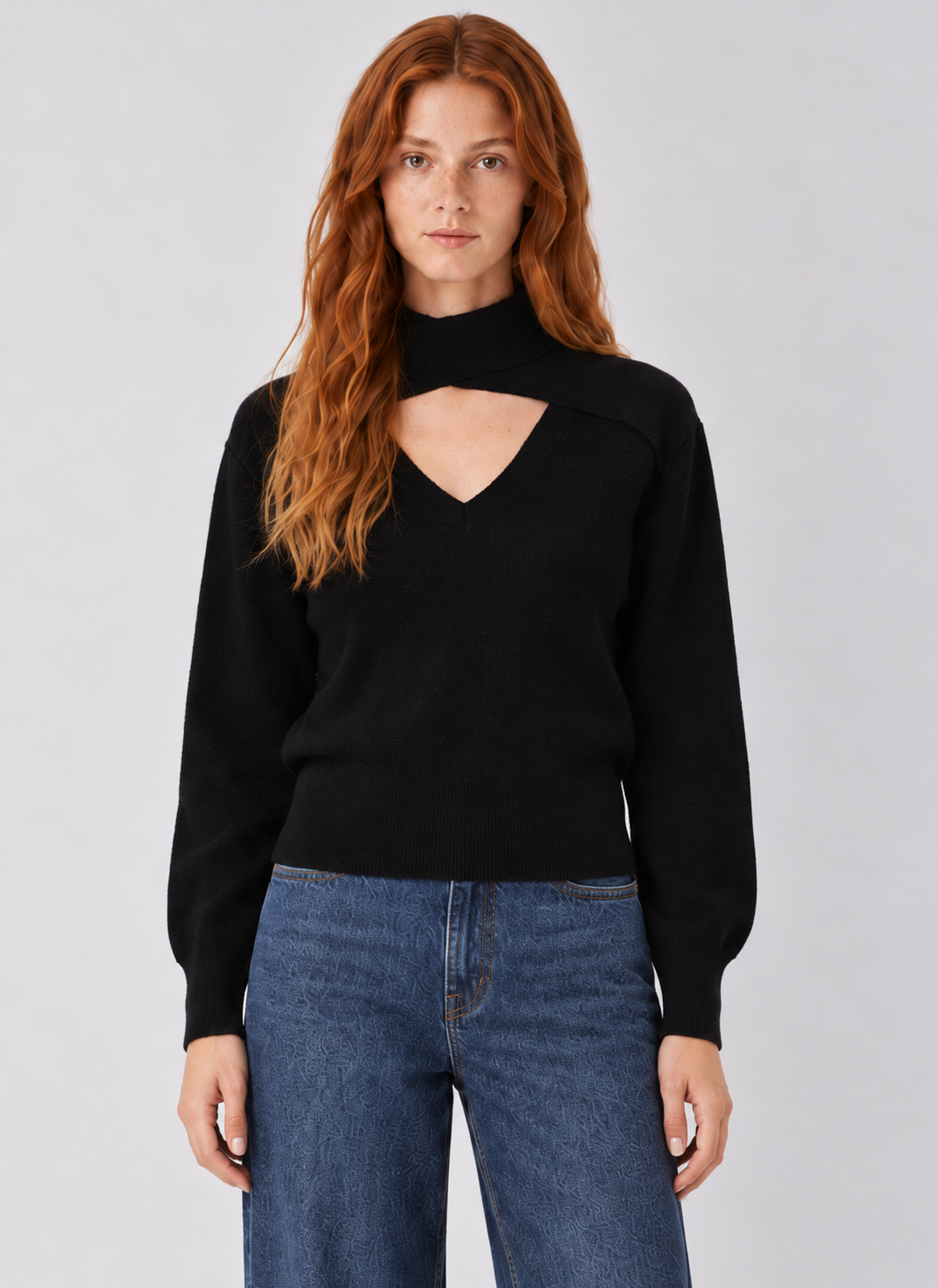 Taylor Criss Cross Key Hole Sweater Top