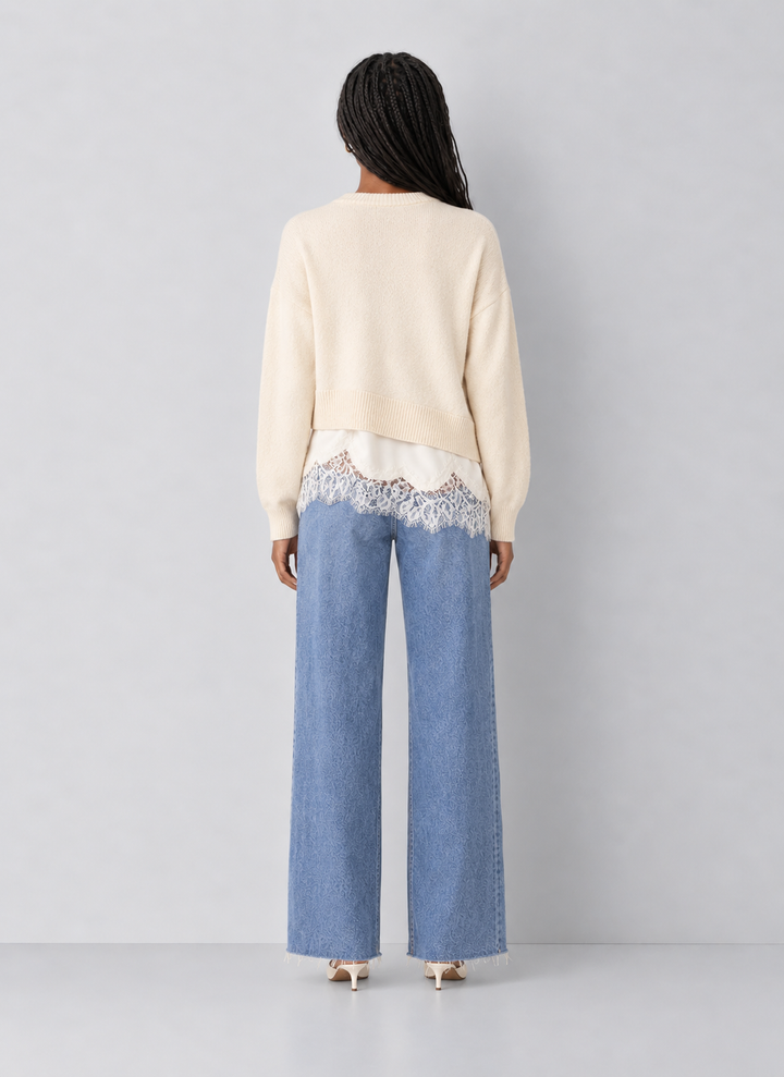 Steve Madden Aries Lace Hem Sweater