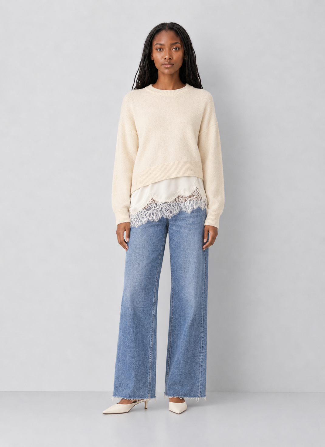Steve Madden Aries Lace Hem Sweater