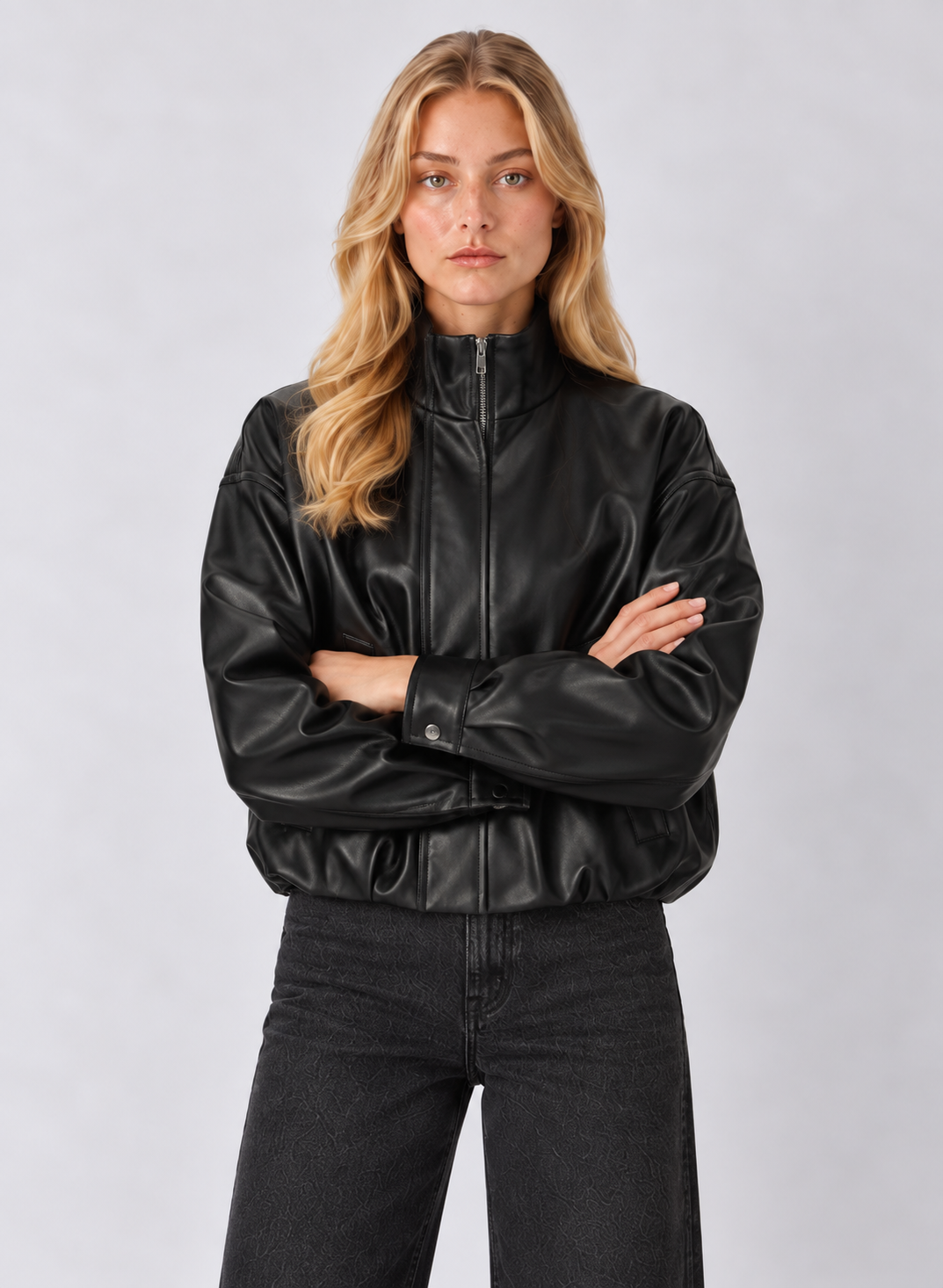 Z Supply Corin Faux Leather Bomber Jacket