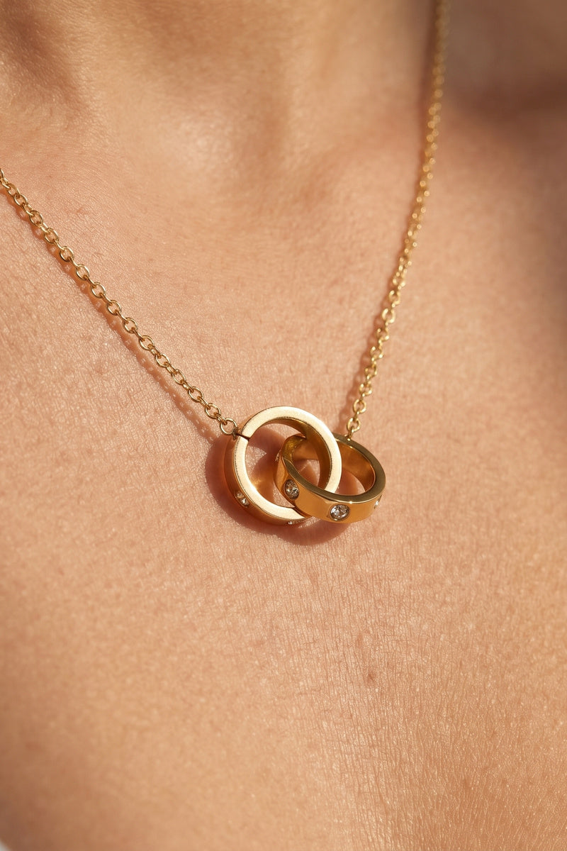 Double Circle Pendant Necklace