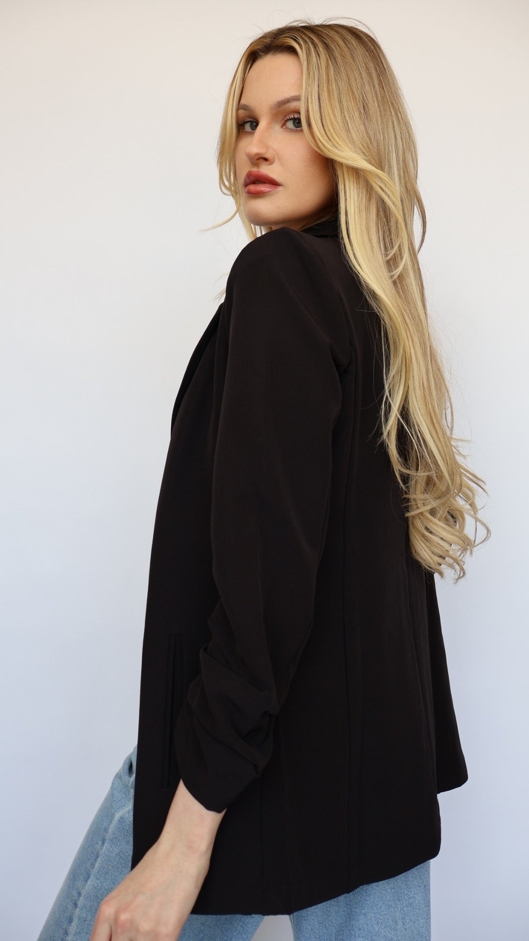 3/4 Ruched Sleeve Blazer