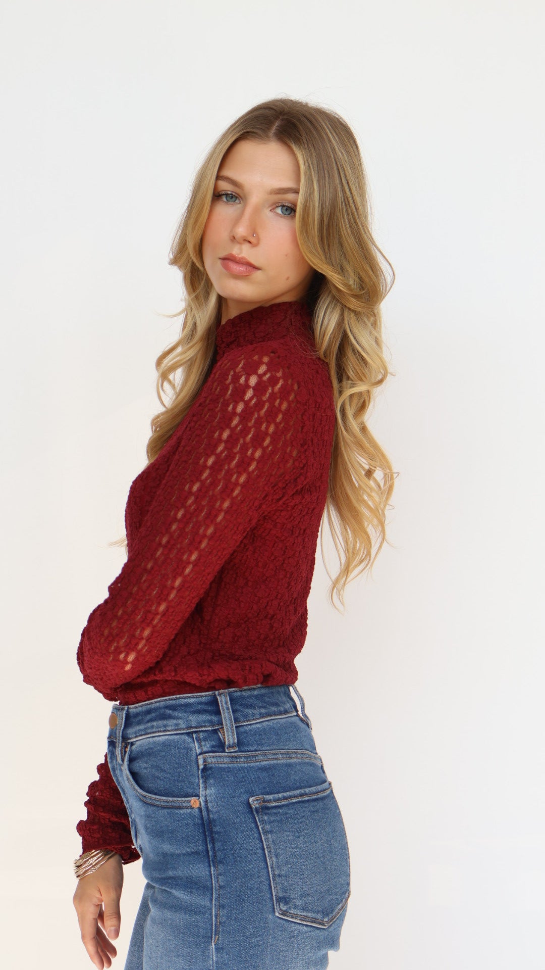 Lost + Wander Sistine Tale Top Lace Mock Neck Top
