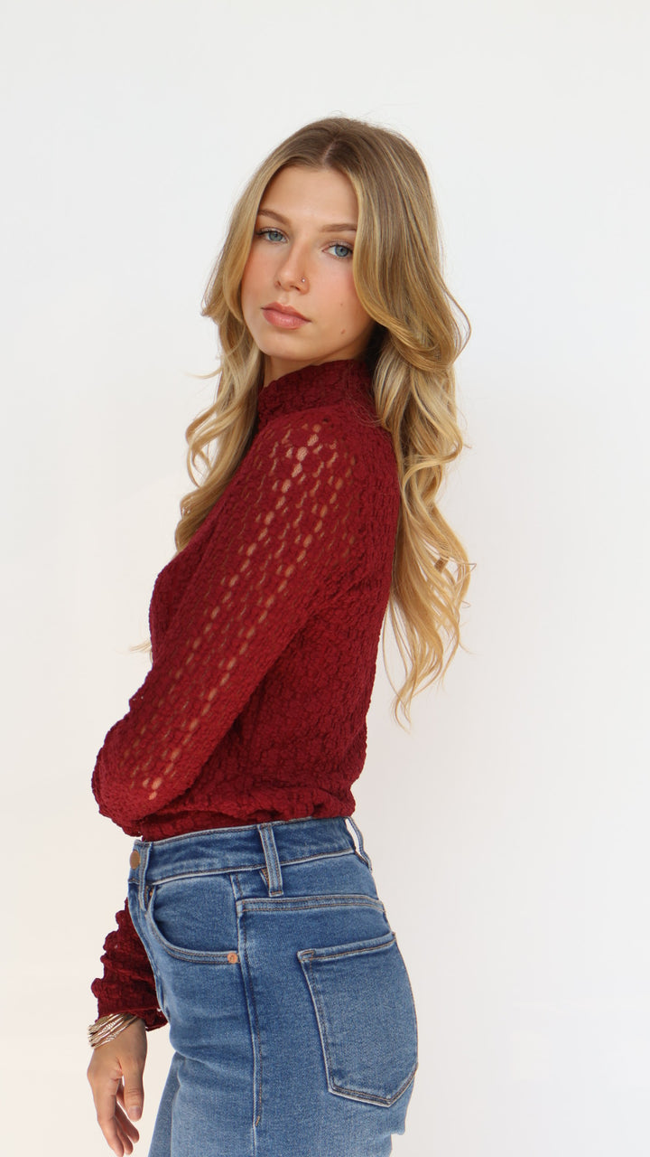 Lost + Wander Sistine Tale Top Lace Mock Neck Top