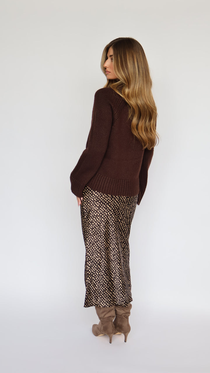 Satin Polka Dot Midi Skirt