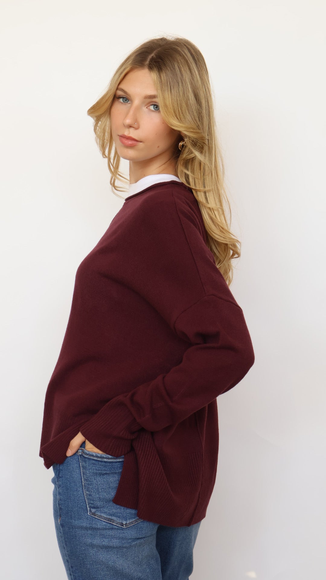 Rolled Neck Crew Sweater