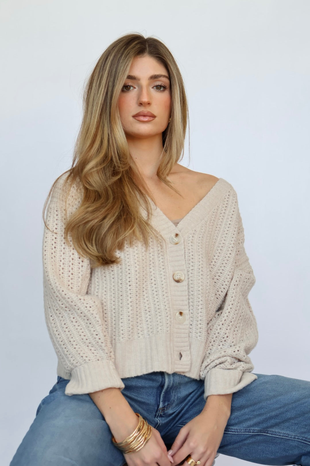 Thread & Supply Neutral Spring Knit Cardigan