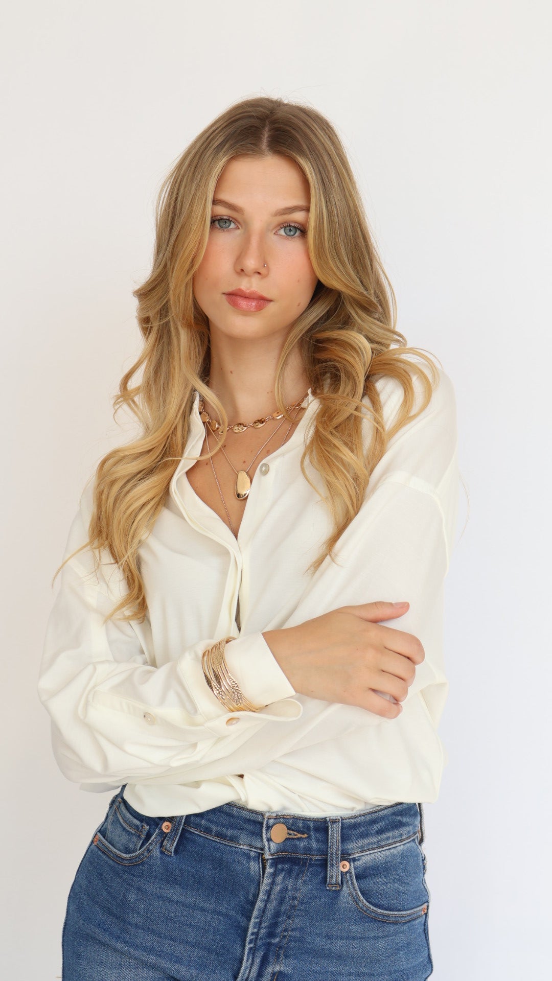 Basic Collar Button Down Shirt