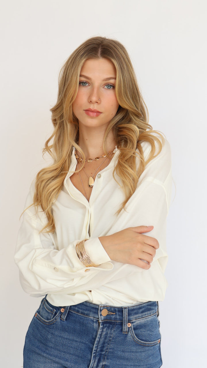 Basic Collar Button Down Shirt