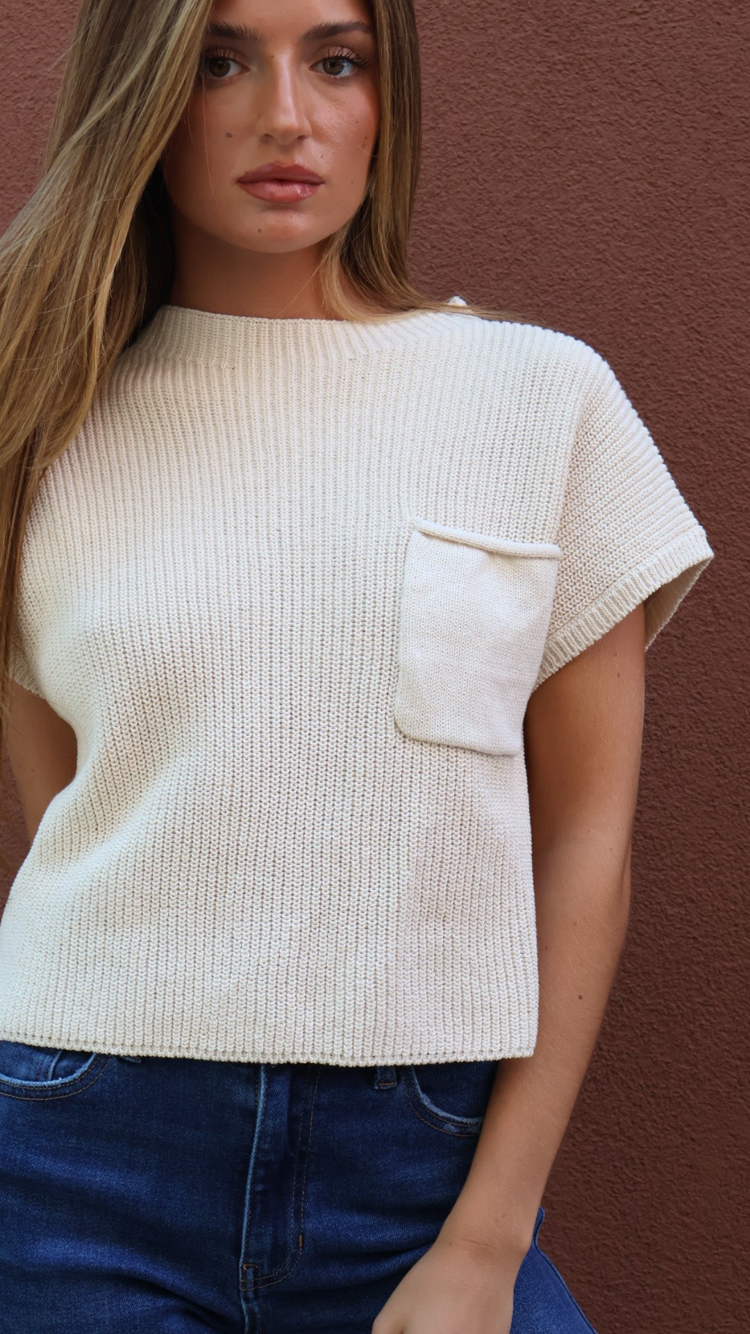 Elan Cap Sleeve Pocket Sweater