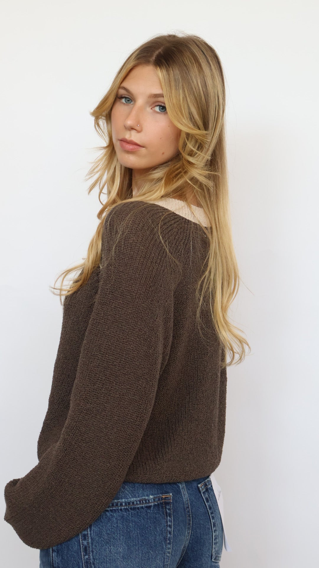 Contrast Trim V Neck Cropped Cardigan