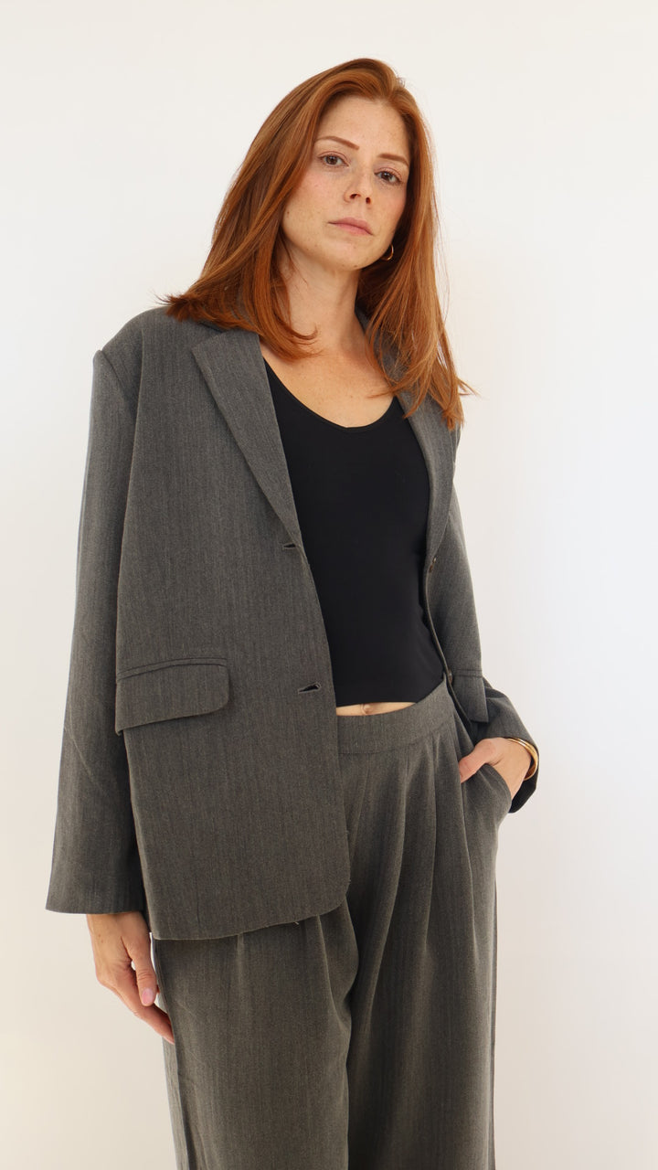 Preorder Oversized Button Front Blazer with Front Pockets