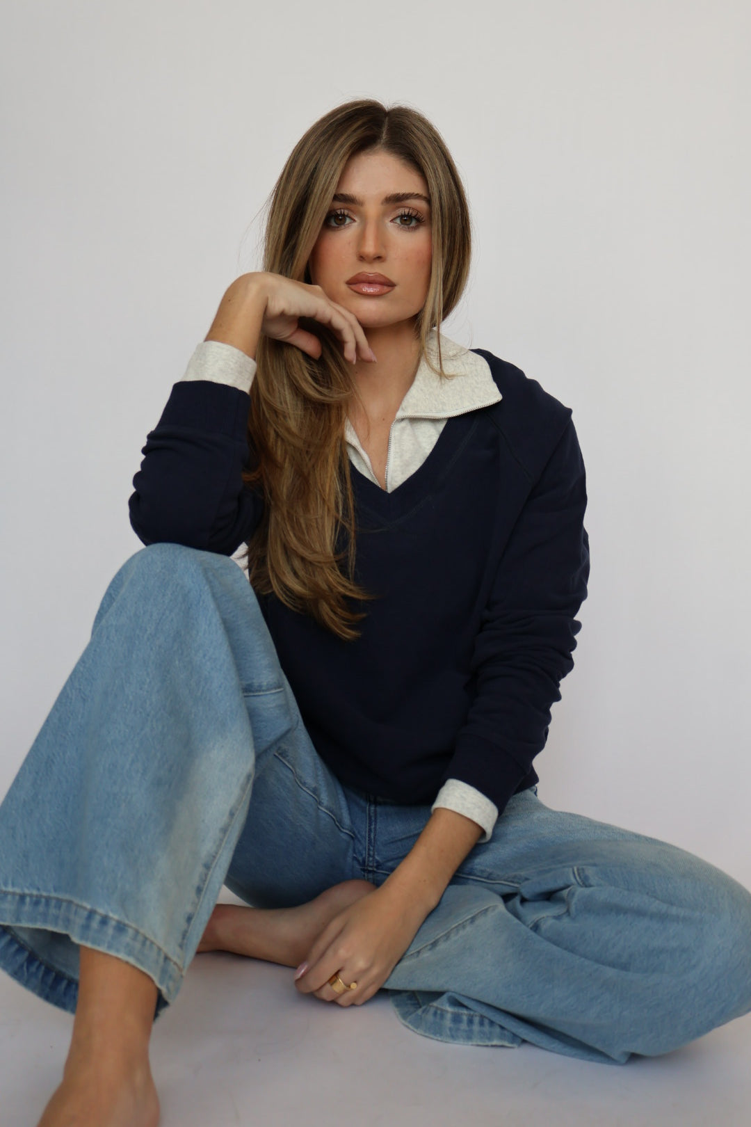 BEST SELLER : Loren Ribbed Cotton Zip Long Sleeve Top 40% OFF IN CART