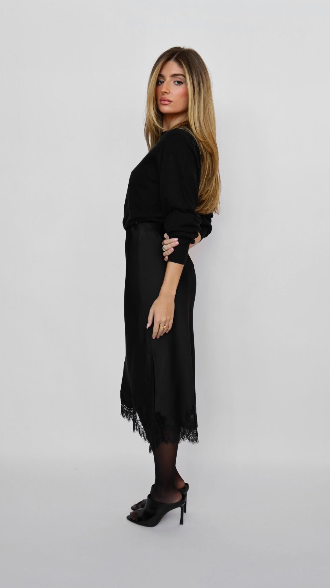 Satin Lace Slip Skirt