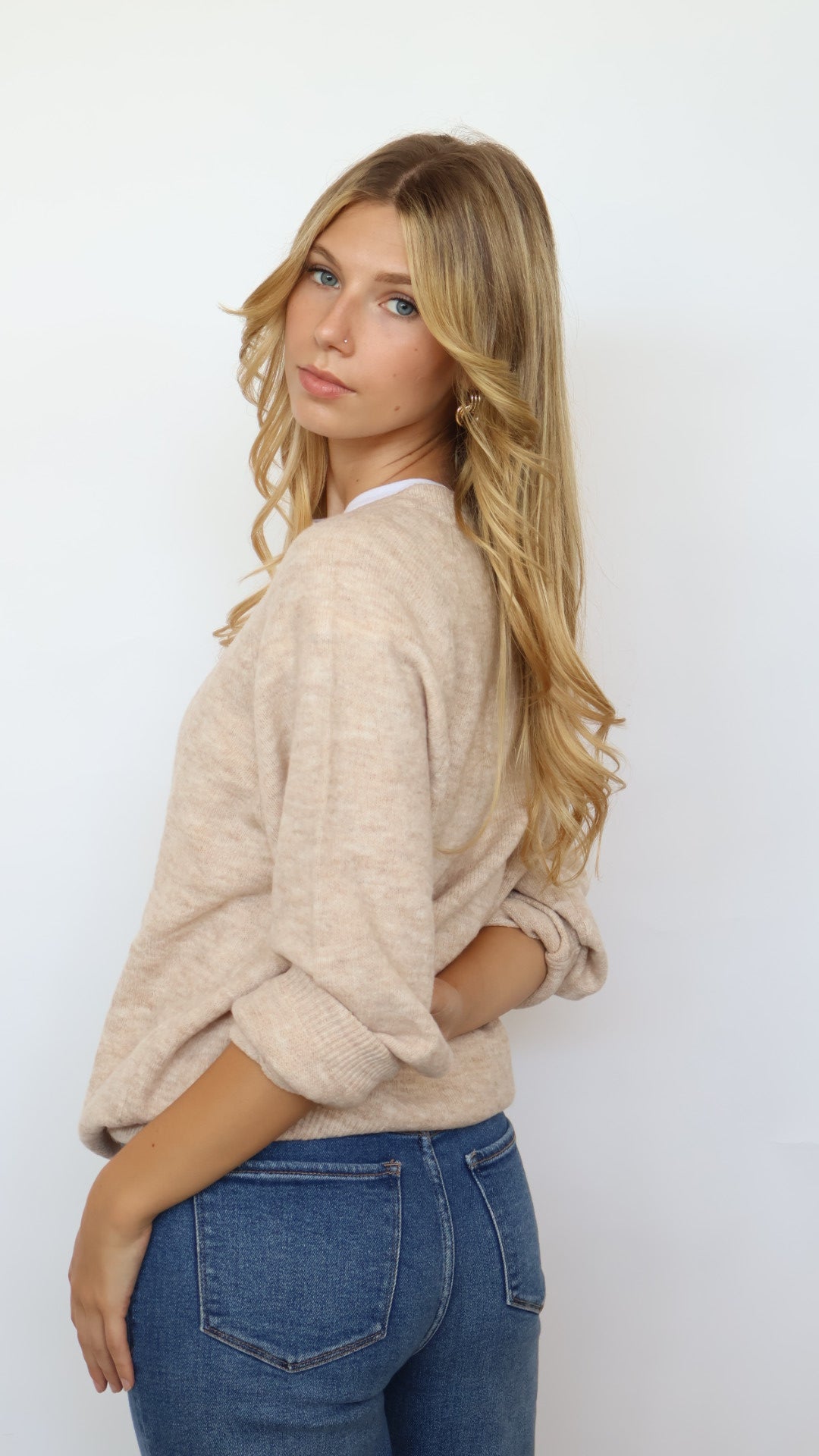V Neck Knit Pullover Sweater