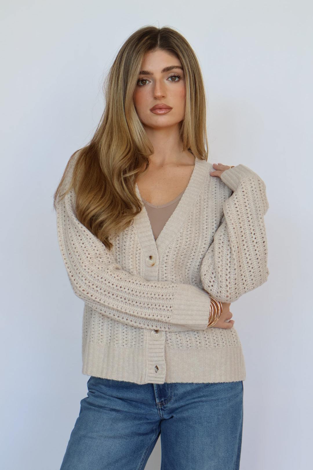 Thread & Supply Neutral Spring Knit Cardigan