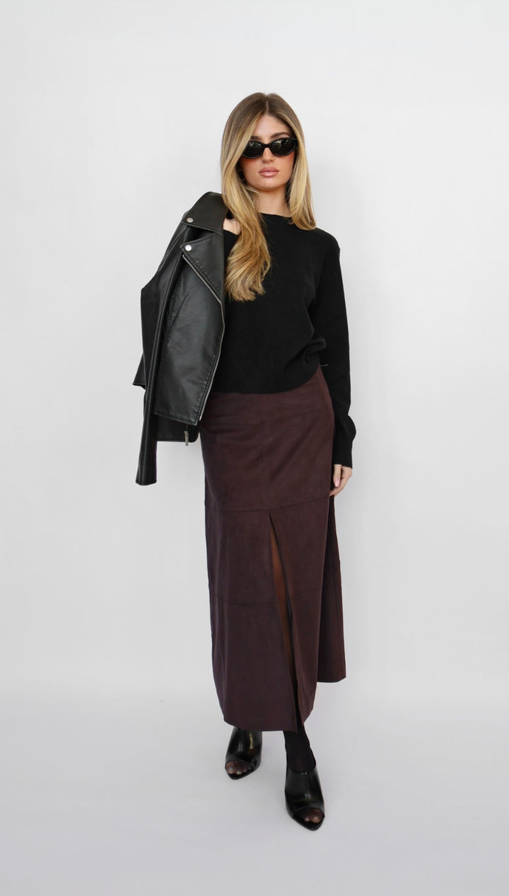 Habitual Suede Midi Skirt