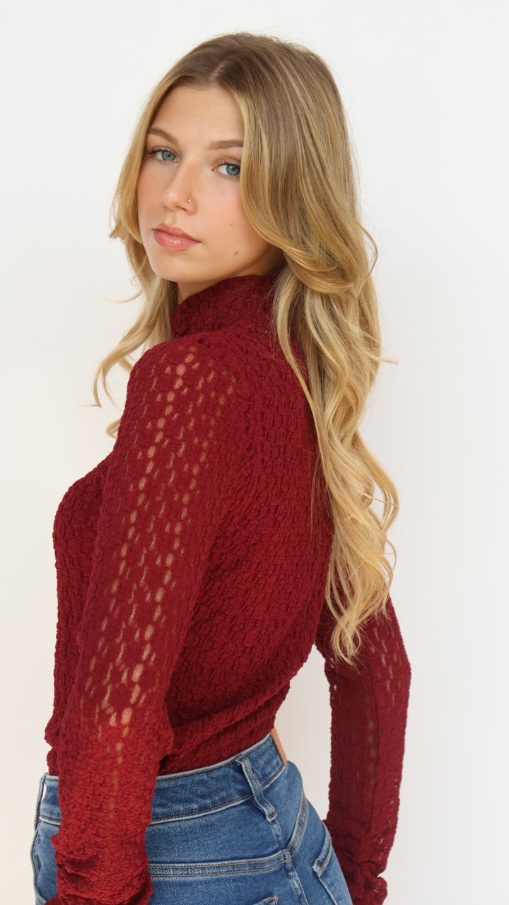 Lost + Wander Sistine Tale Top Lace Mock Neck Top