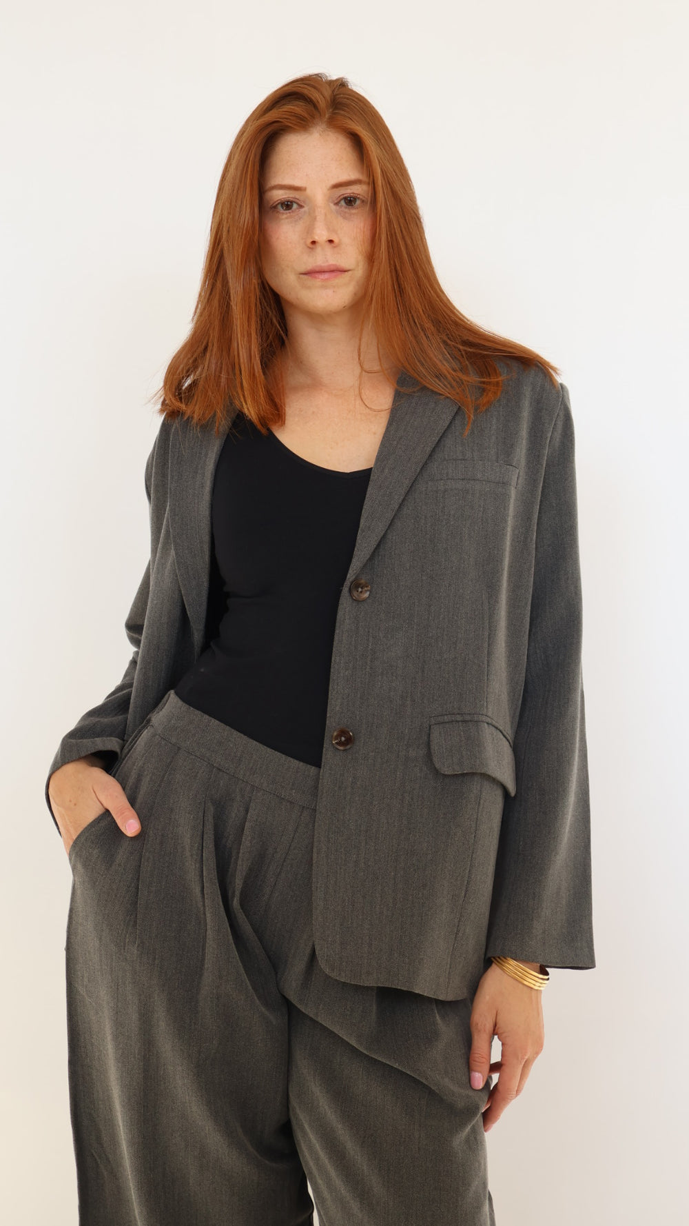Preorder Oversized Button Front Blazer with Front Pockets