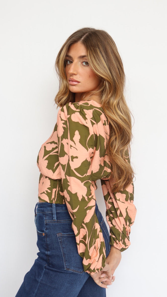 Printed Long Sleeveless Blouse