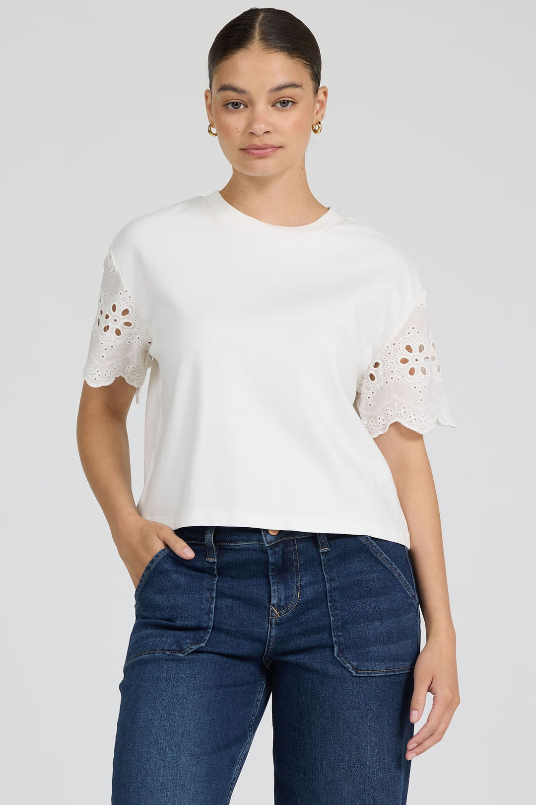 Eyelet Sleeve T-Shirt