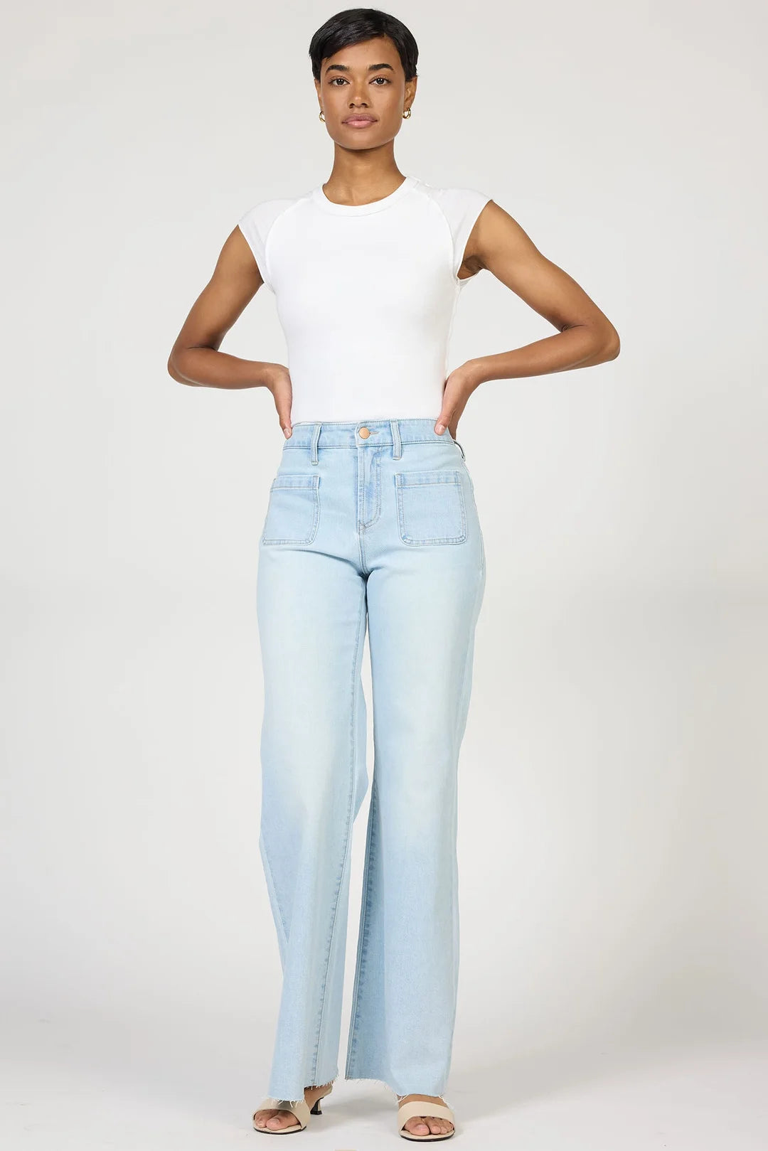 Dear John Denim -Wide Leg Front Pocket Jeans- Micah - Misty Cloud