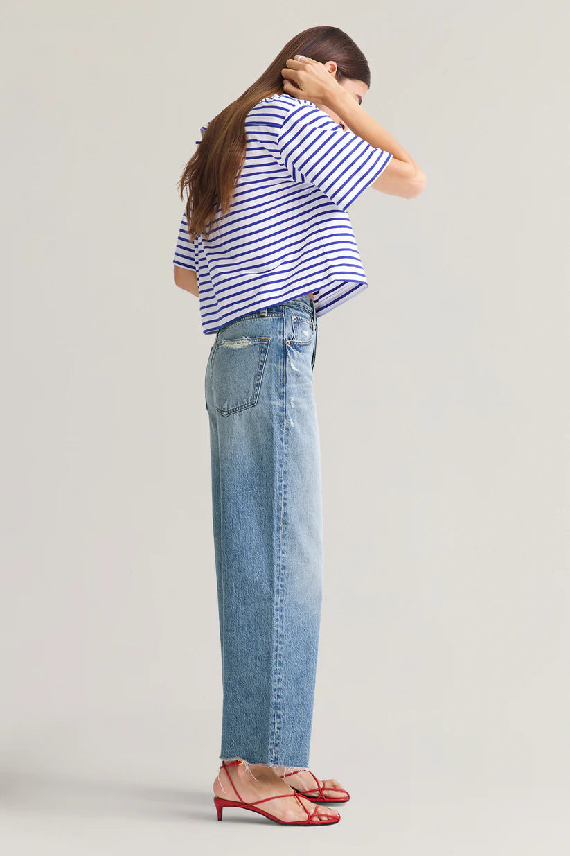 Pistola Tate Crop High Rise Bowed Wide Leg Jean - Ablaze