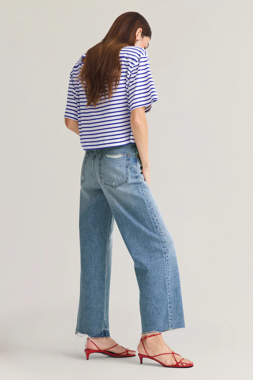 Pistola Tate Crop High Rise Bowed Wide Leg Jean - Ablaze