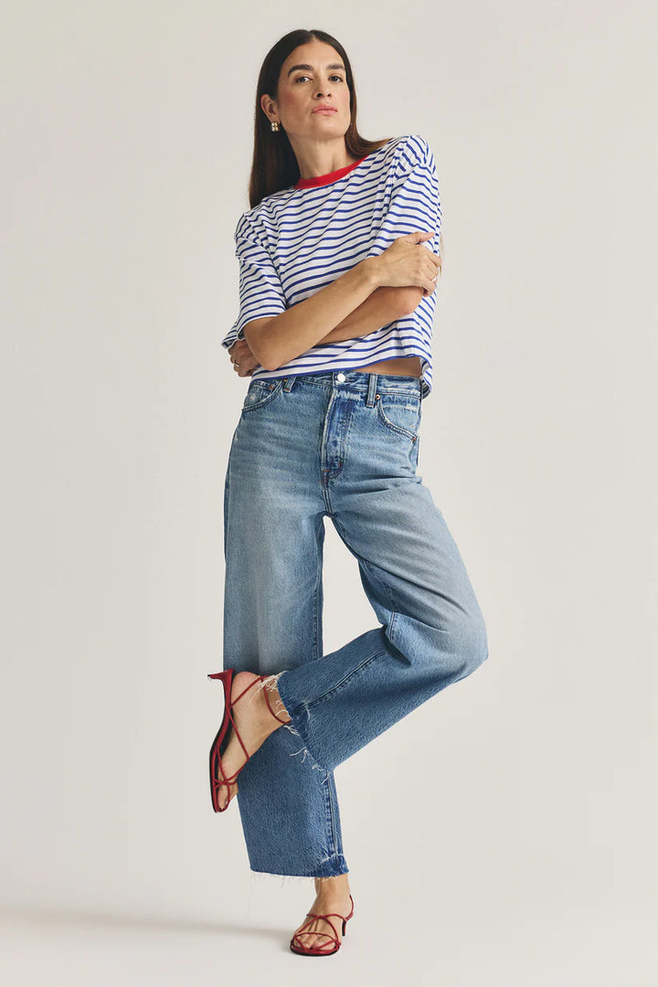 Pistola Tate Crop High Rise Bowed Wide Leg Jean - Ablaze