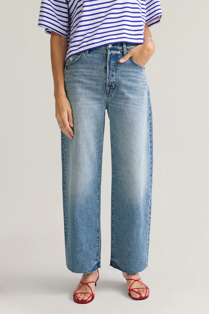 Pistola Tate Crop High Rise Bowed Wide Leg Jean - Ablaze