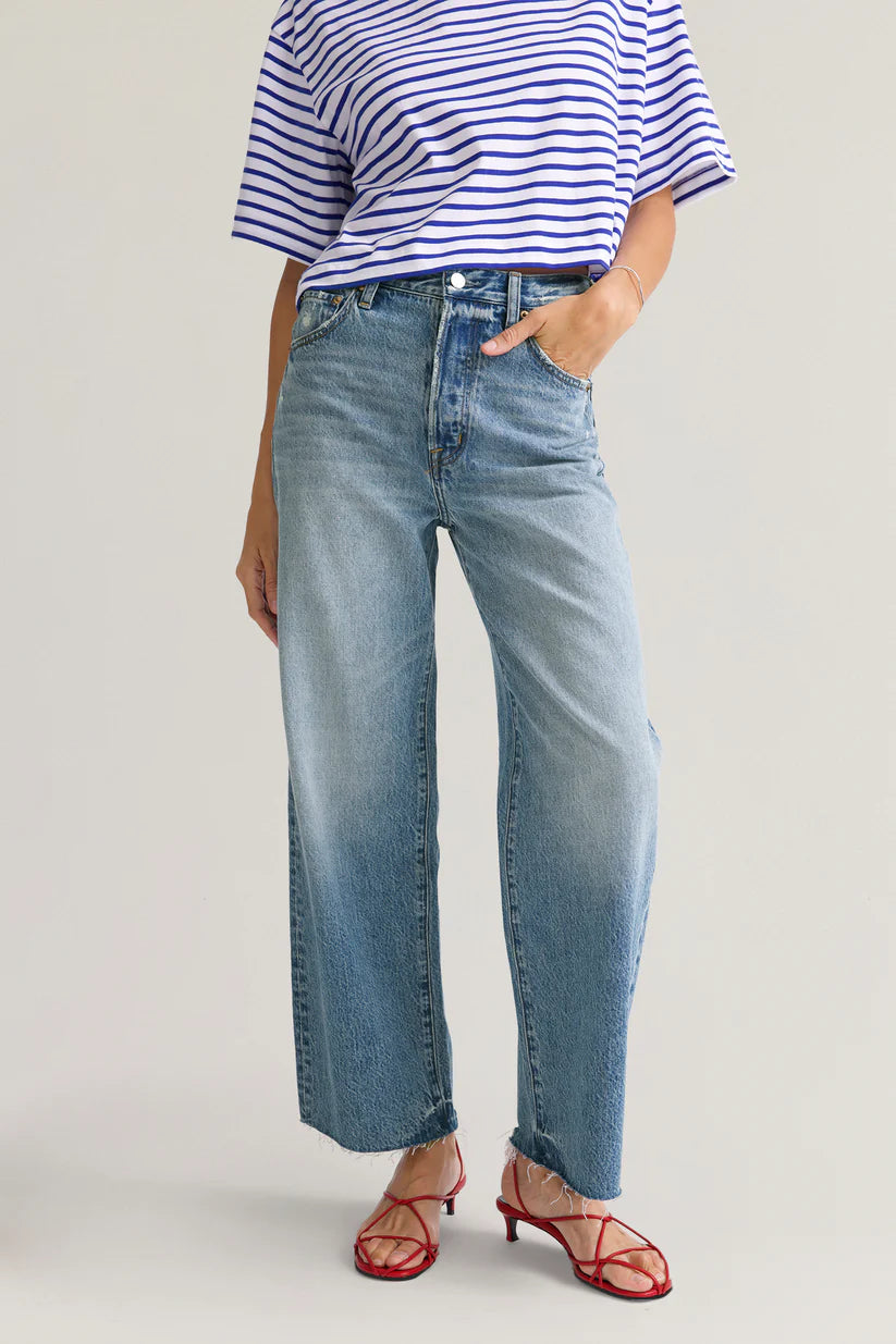 Pistola Tate Crop High Rise Bowed Wide Leg Jean - Ablaze