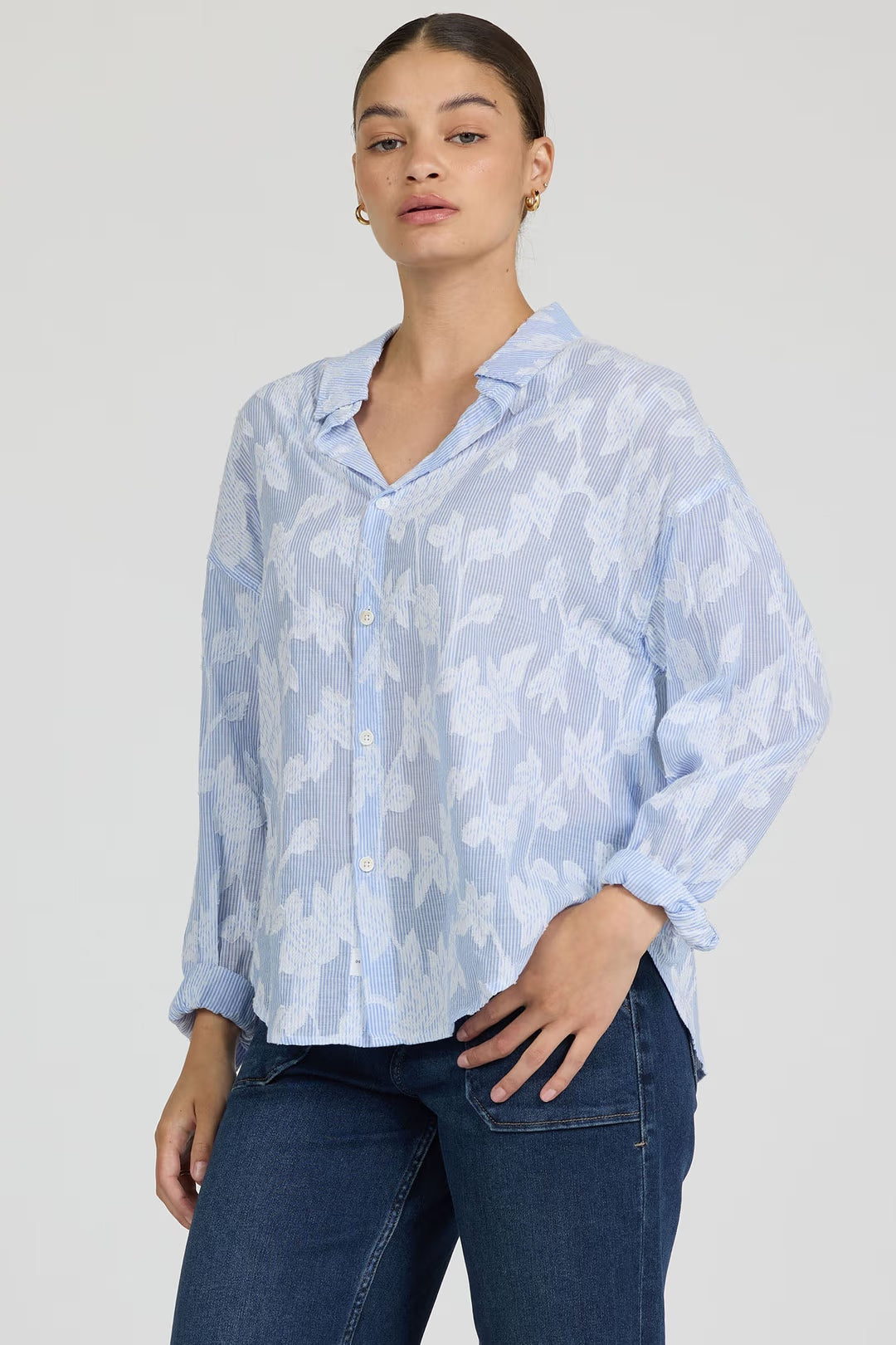 Dear John Adrianna Burnout Button Down