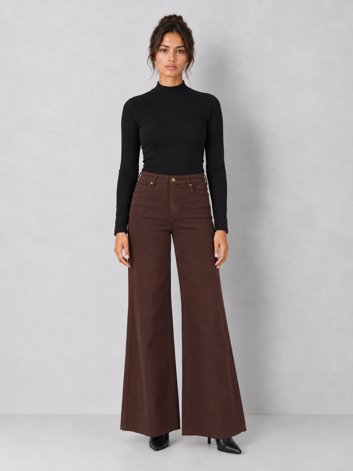Dear John Fiona Wide Leg Jeans - Dark Oat