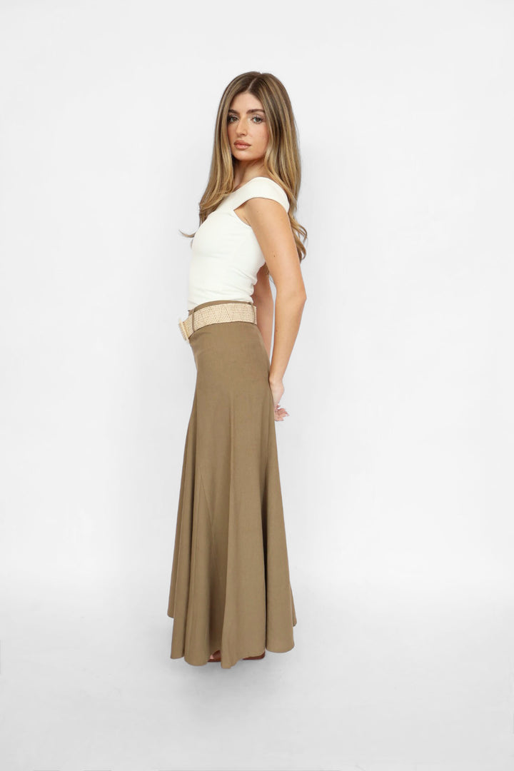 Clouet Raffia Belt Maxi Skirt