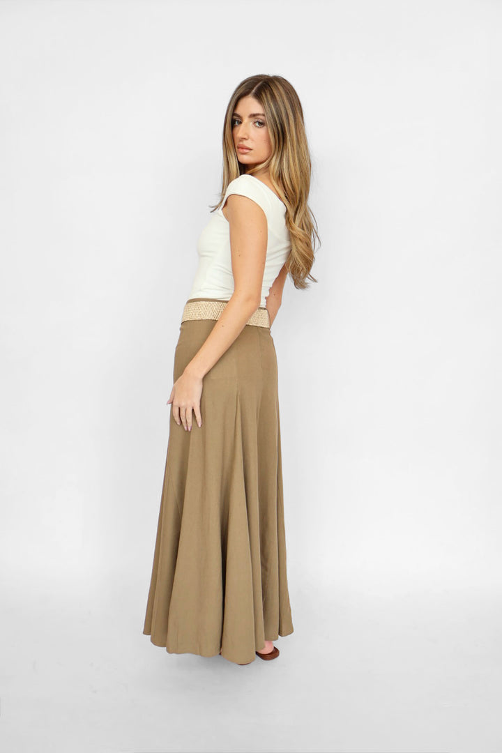 Clouet Raffia Belt Maxi Skirt