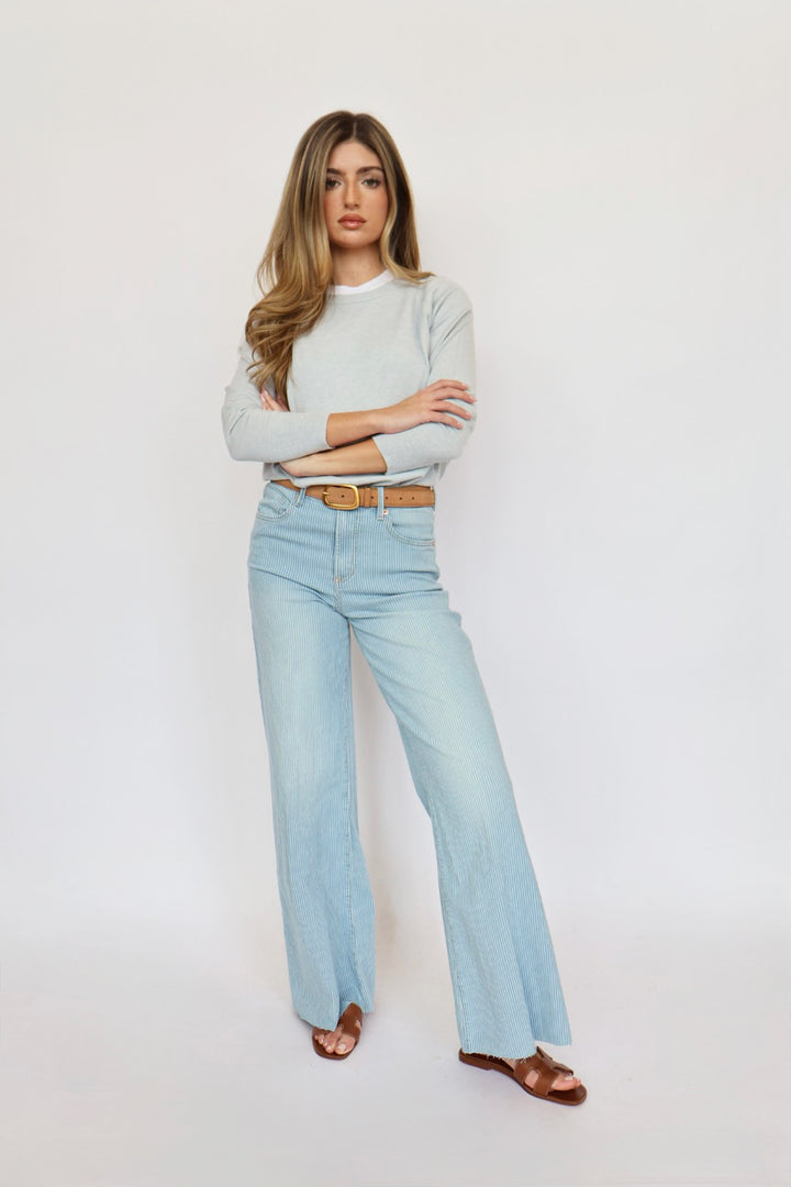 Lorraine Butter Soft Boxy Crewneck Lightweight Sweater