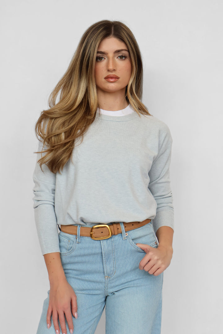 Lorraine Butter Soft Boxy Crewneck Lightweight Sweater
