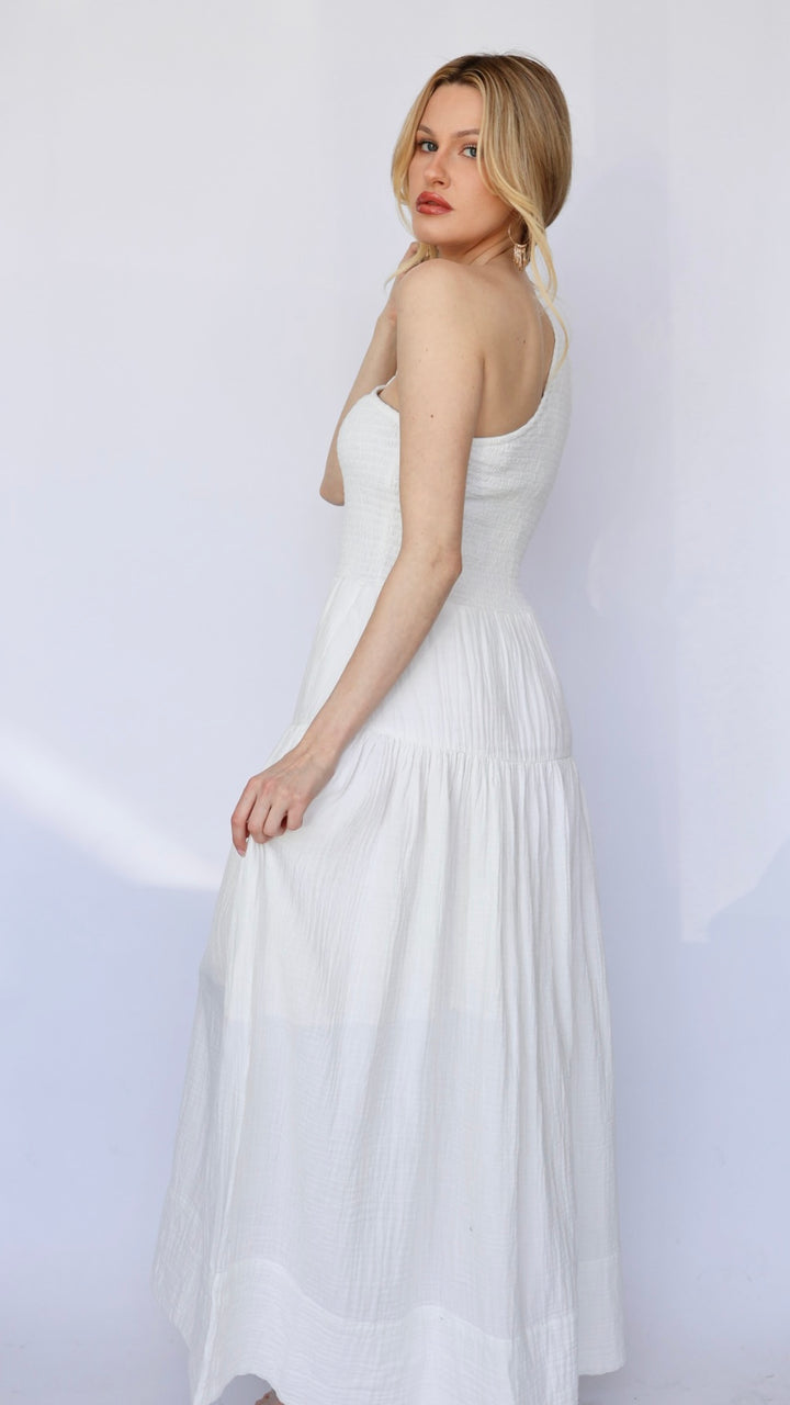 Off Shoulder Smocked Maxi Dress