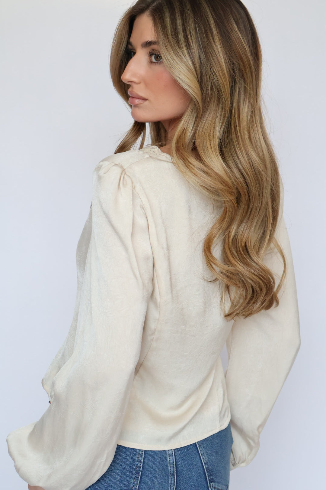 Wander Button Front Lace Blouse