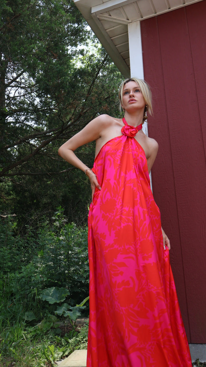 Halter Of Flower Maxi Dress