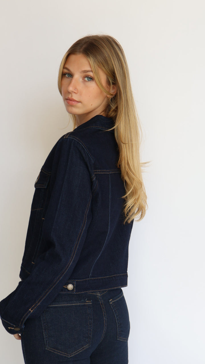 Just Black Denim Stretch Ultra Dark Denim Jacket