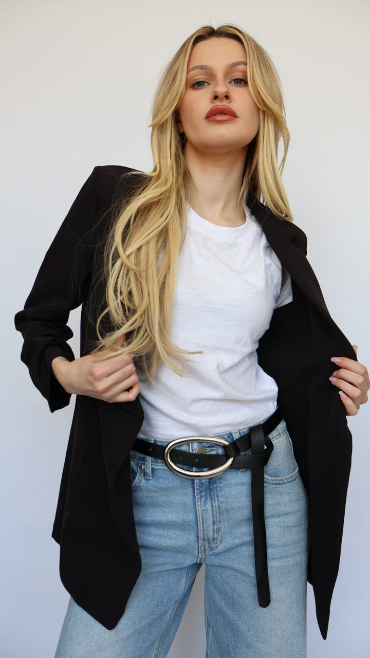 3/4 Ruched Sleeve Blazer