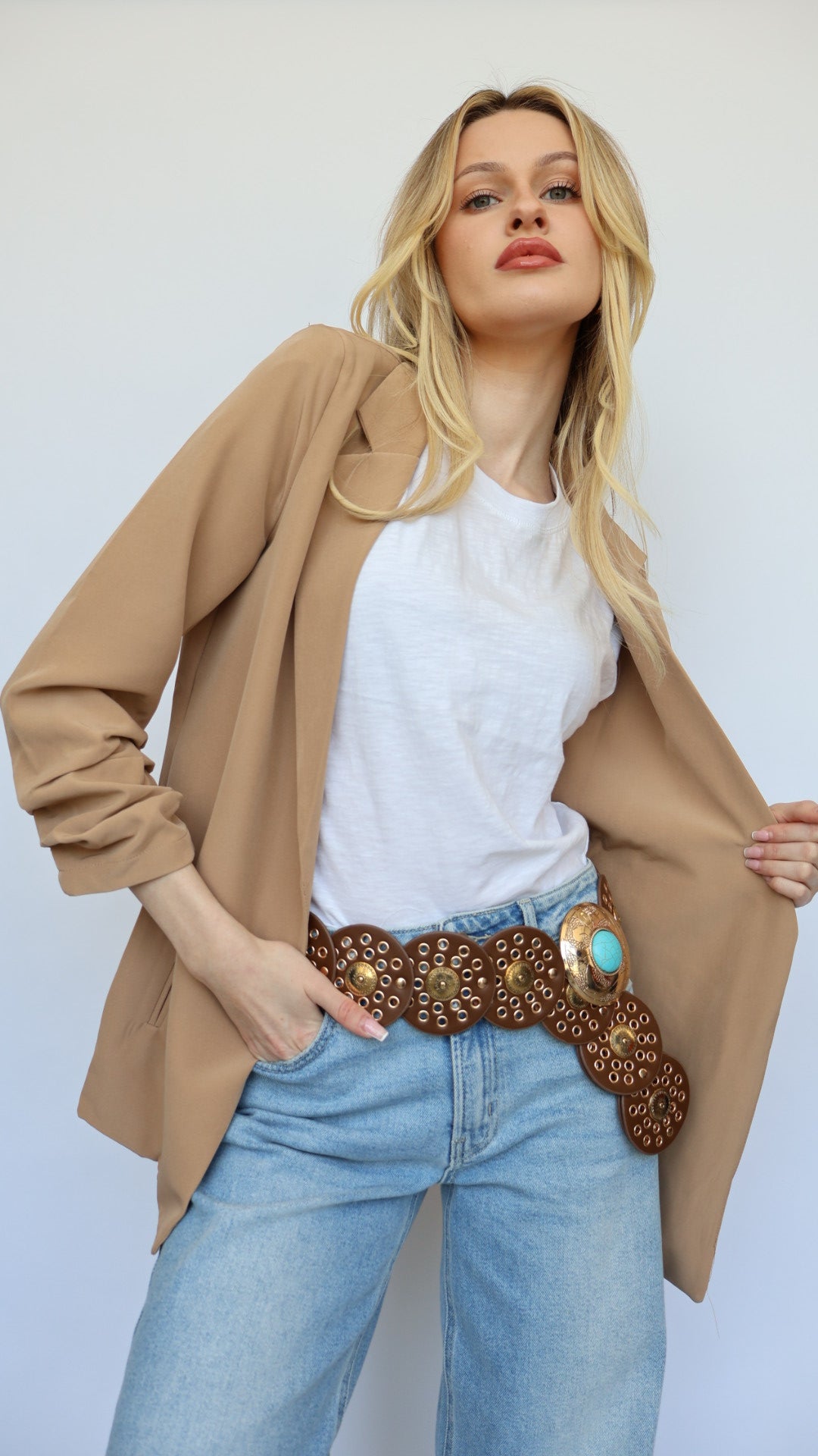 3/4 Ruched Sleeve Blazer