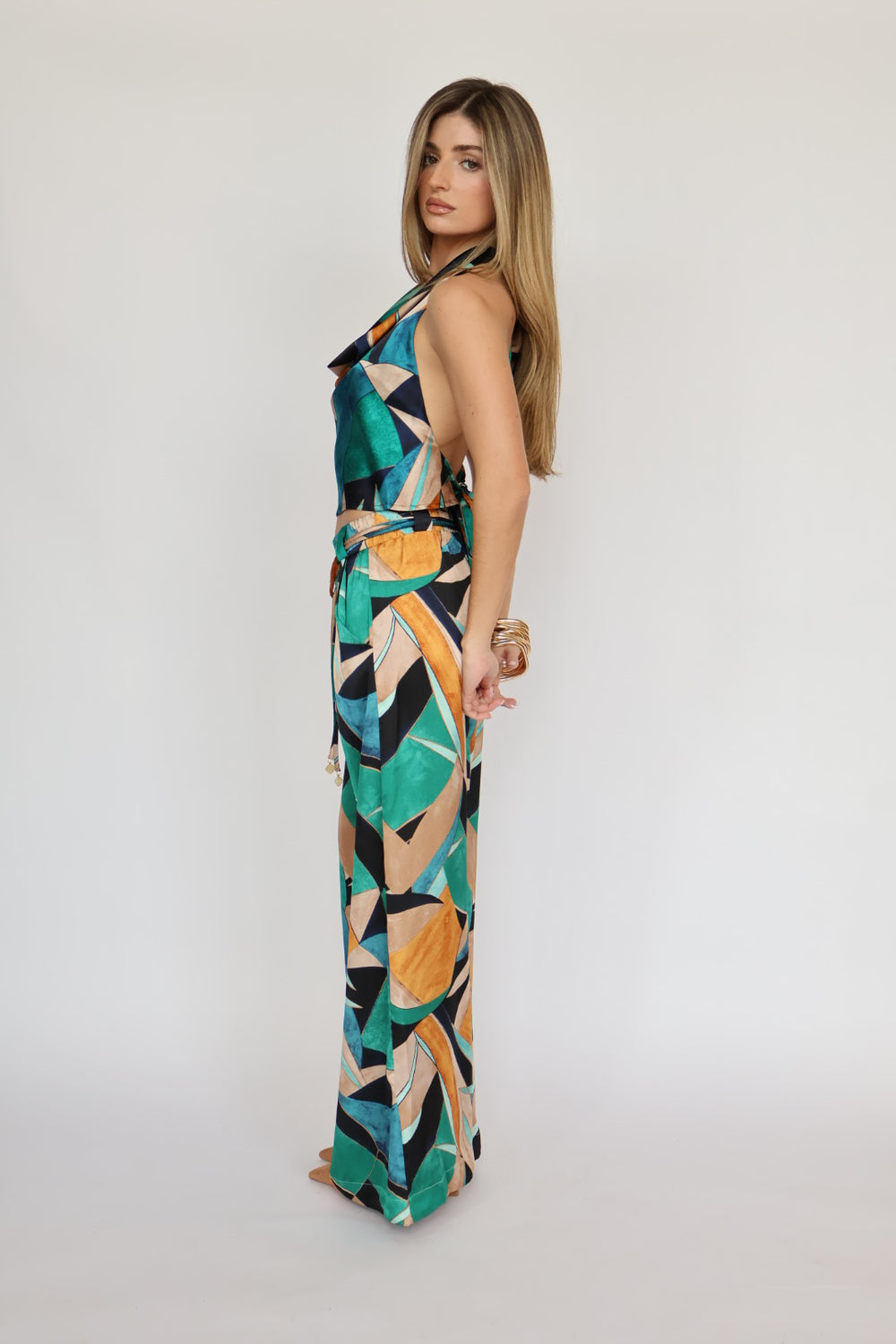 Tropical Printed Wide Leg Palazzo Pants