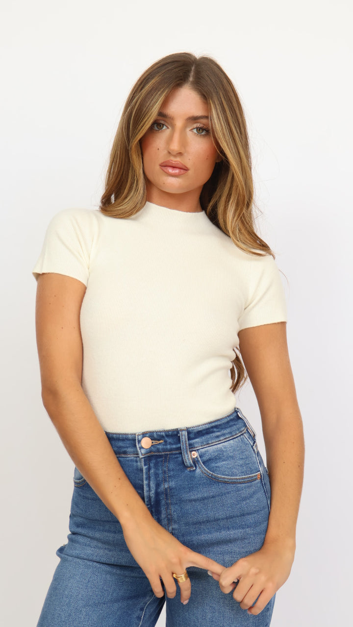Soft Knit Short Sleeve Sweater Top