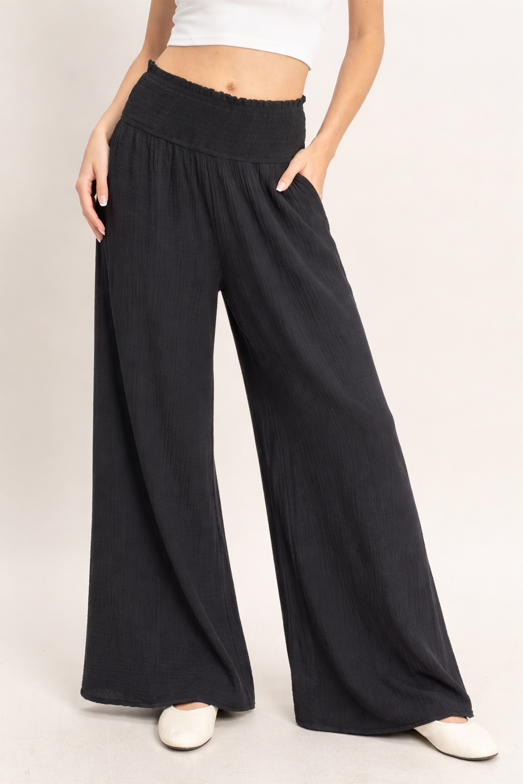 Lightweight Gauze Wide Leg Pants