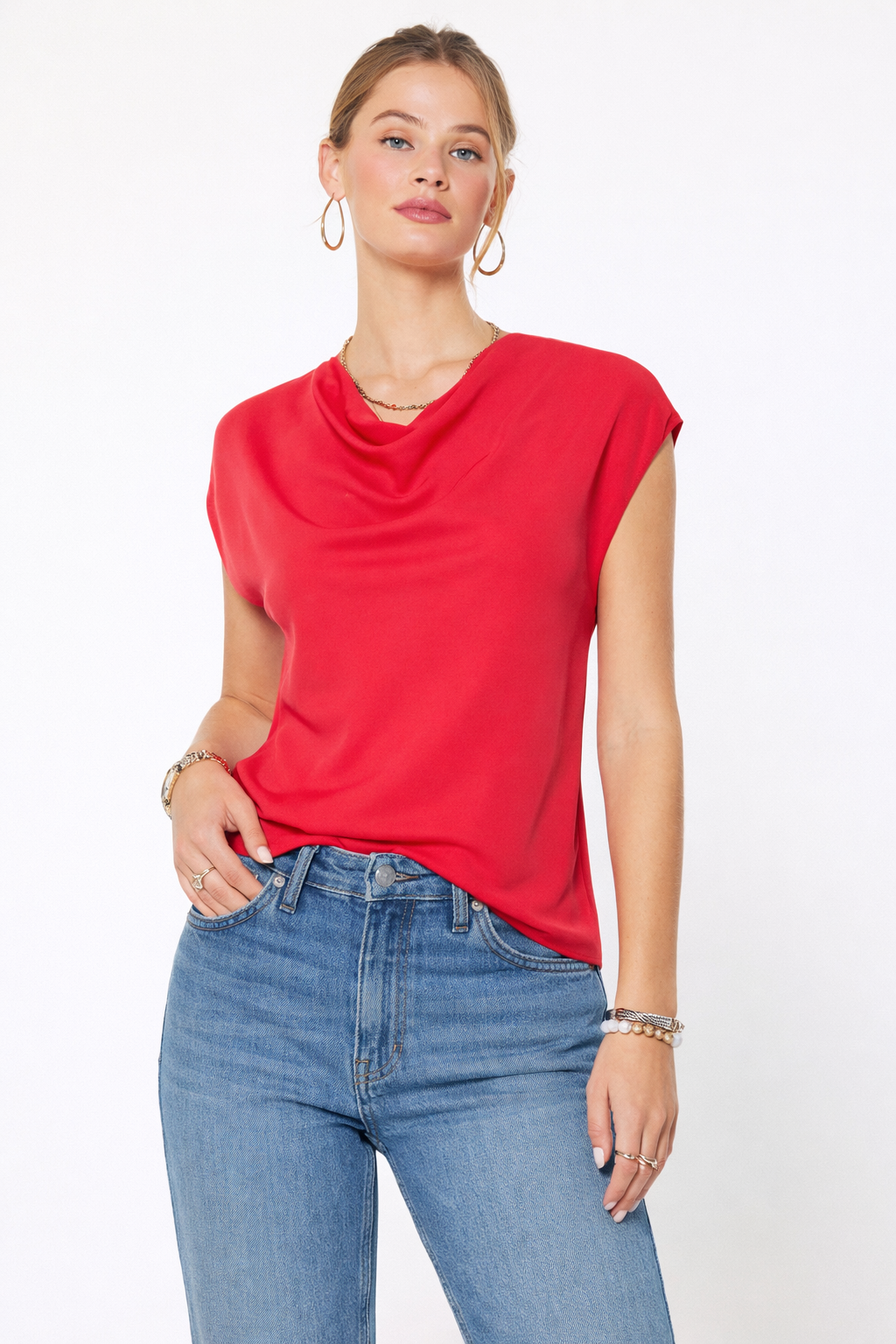 Cowl Neck Dolman Sleeveless Top