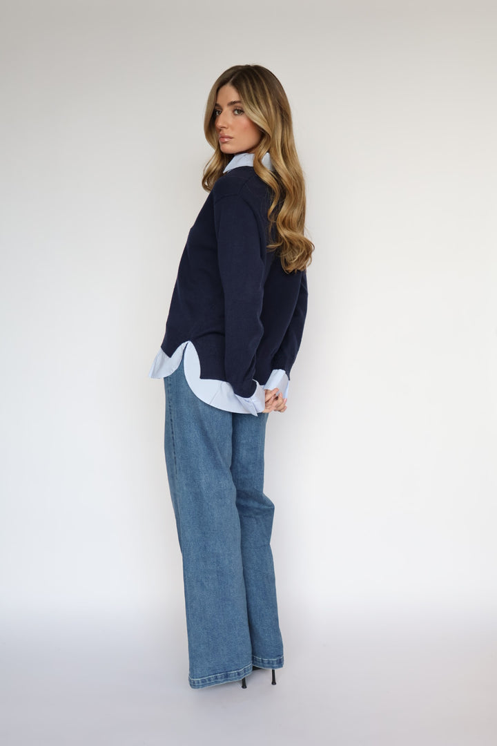 Double Layer V Neck Sweater